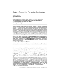 System Support for Pervasive Applications