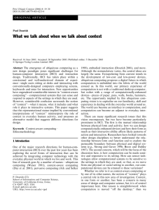 What we talk about when we talk about context Paul Dourish