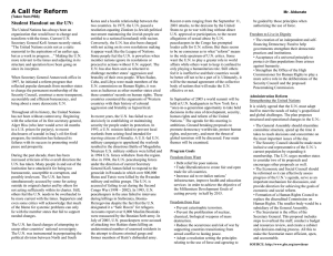 A Call for Reform  Student Handout on the UN: