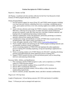Position Description for FYRES Coordinator  Reports to:  Deanna van Dijk