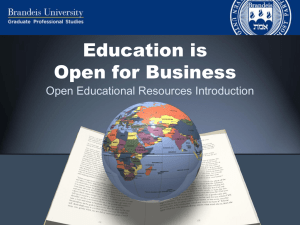 Education is Open for Business Open Educational Resources Introduction