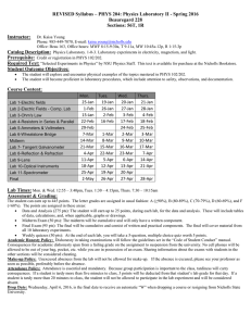 REVISED Syllabus – PHYS 204: Physics Laboratory II - Spring... Beauregard 228 Sections: 56T, 1R