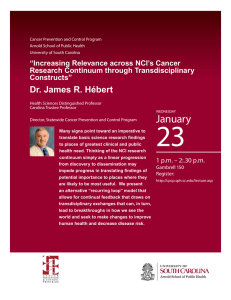 Dr. James R. Hébert “Increasing Relevance across NCI’s Cancer Constructs”