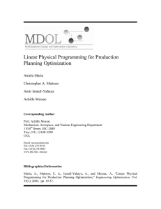 Linear Physical Programming for Production Planning Optimization Aniela Maria Christopher A. Mattson