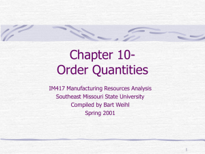 Chapter 10- Order Quantities
