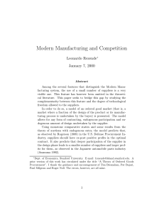 Modern Manufacturing and Competition Leonardo Rezende January 7, 2000