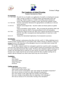 Ursinus College Student Introduction Sheet The Complexity of Global Warming