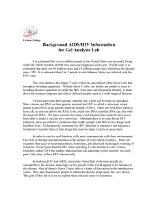 Background AIDS/HIV Information for Gel Analysis Lab