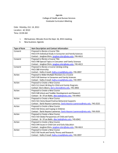 Agenda College of Health and Human Services Graduate Curriculum Meeting