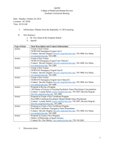 Agenda College of Health and Human Services Graduate Curriculum Meeting