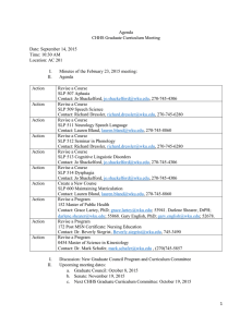 Agenda CHHS Graduate Curriculum Meeting  Date: September 14, 2015