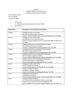 Agenda College of Health and Human Services Undergraduate Curriculum Committee