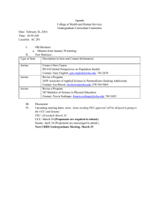 Agenda College of Health and Human Services Undergraduate Curriculum Committee