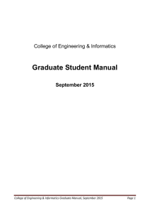 Graduate Student Manual College of Engineering &amp; Informatics September 2015