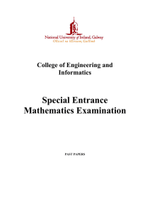 Special Entrance Mathematics Examination  College of Engineering and