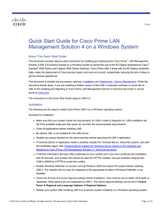 Quick Start Guide for Cisco Prime LAN