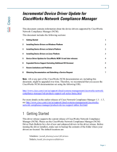 Incremental Device Driver Update for CiscoWorks Network Compliance Manager