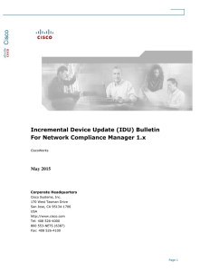 Incremental Device Update (IDU) Bulletin For Network Compliance Manager 1.x May 2015