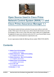 Open Source Used In Cisco Prime Cisco Prime Assurance Manager 1.1