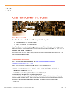 Cisco Prime Central 1.0 API Guide  Cisco Prime Central API