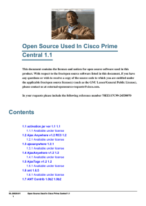 Open Source Used In Cisco Prime Central 1.1