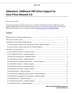 Addendum: Additional VNE Driver Support for Cisco Prime Network 4.0