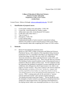 Proposal Date: 03/25/2009 College of Education &amp; Behavioral Sciences