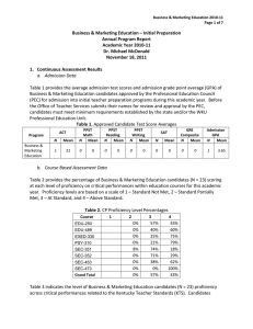   Business &amp; Marketing Education – Initial Preparation  Annual Program Report   Academic Year 2010‐11 