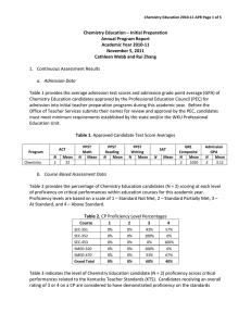   Chemistry Education – Initial Preparation  Annual Program Report   Academic Year 2010‐11 