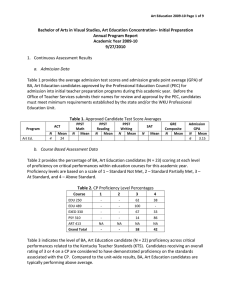 Bachelor of Arts in Visual Studies, Art Education Concentration– Initial... Annual Program Report