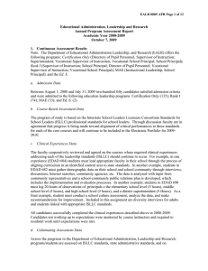 Educational Administration, Leadership and Research Annual Program Assessment Report Academic Year 2008-2009