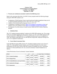 Literacy, MAE Annual Program Assessment Report Academic Year 2008-09