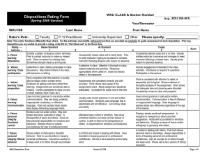 Dispositions Rating Form