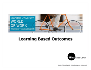 Learning Based Outcomes  World-of-Work/Brandeis University Learning Outcomes 1