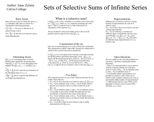 Sets of Selective Sums of Infinite Series Ratio Series