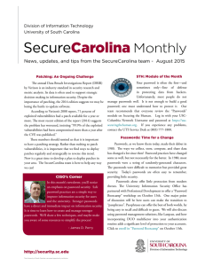 Monthly News, updates, and tips from the SecureCarolina team - ... Division of Information Technology