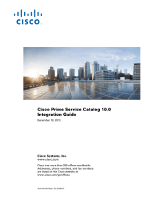 Cisco Prime Service Catalog 10.0 Integration Guide  Cisco Systems, Inc.