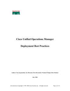 Cisco Unified Operations Manager Deployment Best Practices