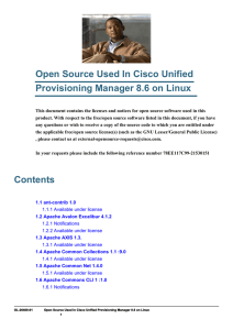 Open Source Used In Cisco Unified Provisioning Manager 8.6 on Linux