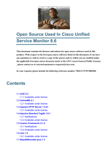 Open Source Used In Cisco Unified Service Monitor 8.6