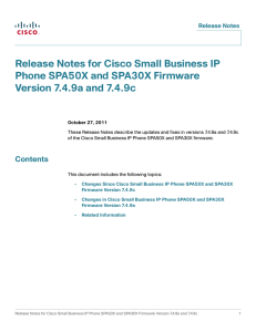 Release Notes for Cisco Small Business IP Version 7.4.9a and 7.4.9c