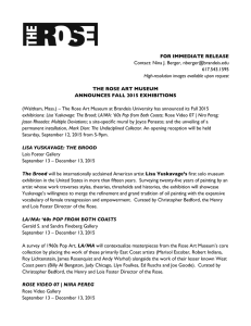 FOR IMMEDIATE RELEASE THE ROSE ART MUSEUM ANNOUNCES FALL 2015 EXHIBITIONS