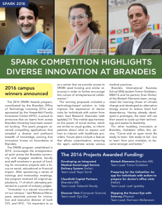 SPARK COMPETITION HIGHLIGHTS DIVERSE INNOVATION AT BRANDEIS 2016 campus SPARK 2016