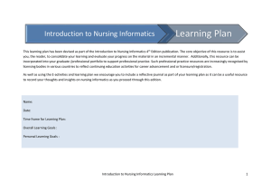 Learning Plan Introduction to Nursing Informatics
