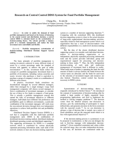 Research on Central Control DDSS System for Fund Portfolio Management