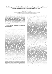 The Management of Political Risk in the Overseas Mergers ANd... General Aviation Aircraft Company Limited of China