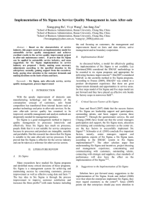 Implementation of Six Sigma to Service Quality Management in Auto...  Xiang-ping Bo , Yi-yi Wang