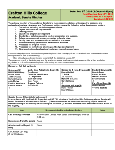 Crafton Hills College Academic Senate Minutes  Date: Feb 3