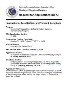 Request for Applications (RFA) Instructions, Specification, and Terms &amp; Conditions