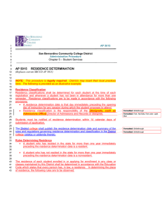 AP 5015 RESIDENCE DETERMINATION